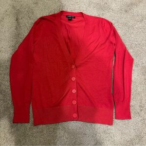 August Silk Button Front Silk Blend Cardigan Sweater V Neck